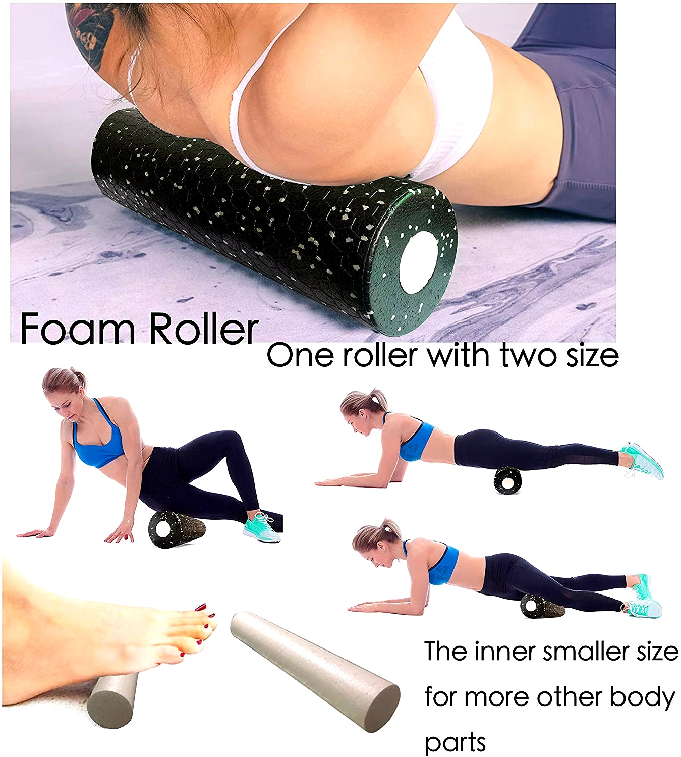 2 in 1 Hollow Column Foam Roller Set EPP Muscle Relieve Massage Roller Gym Fitness Equipment Sports Massage Rollers