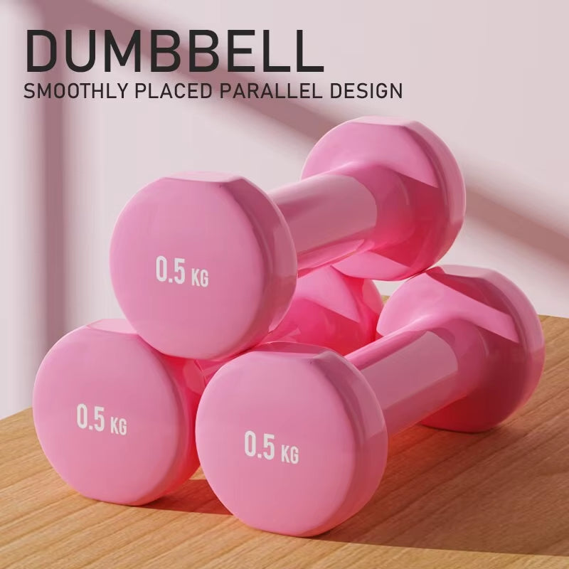 Vinyl Coated Dumbbell 0.5Kg Hand Weights Non-Slip and Anti-Roll Hex Dumbbells in Pair for Workouts Strength Training Free Weight