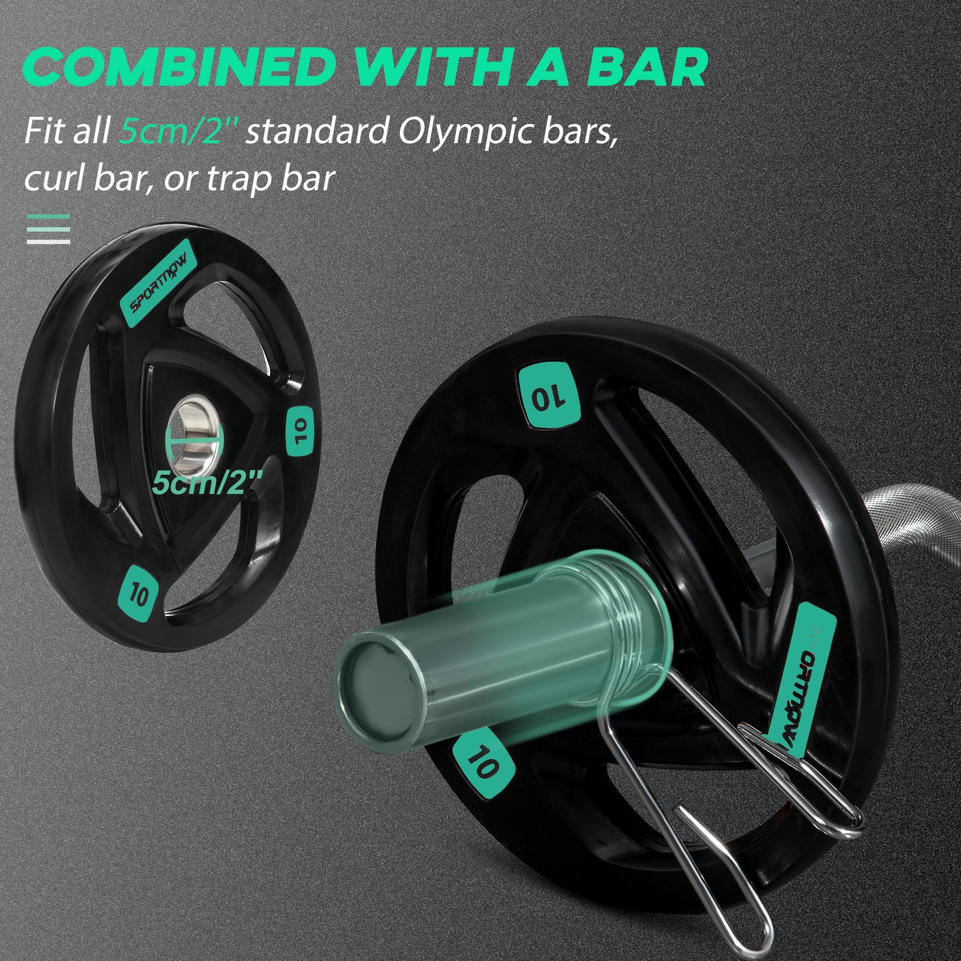 Olympic Weight Plates, Tri-Grip Barbell Weights Set with 2'' Holes